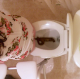 An overhead, hidden camera mounted on the ceiling records a woman taking massively long shits into a toilet in 2 different scenes. Presented in 720P HD. About 3 minutes.